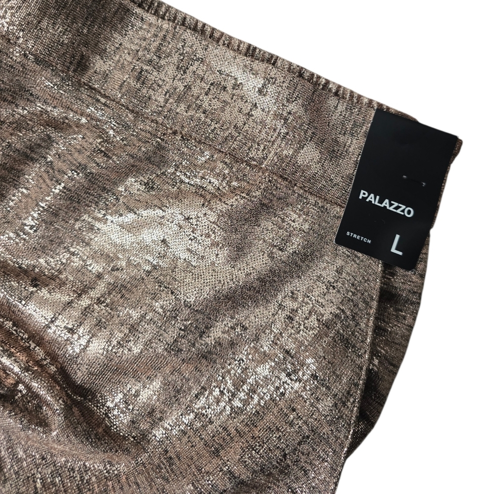 New York & Company Metallic Rose Gold Wide-Leg Jumpsuit Pants - Picture 7 of 9